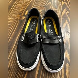 Cole Haan GrandPro Rally Black Canvas Penny Loafers mens size 9.5M